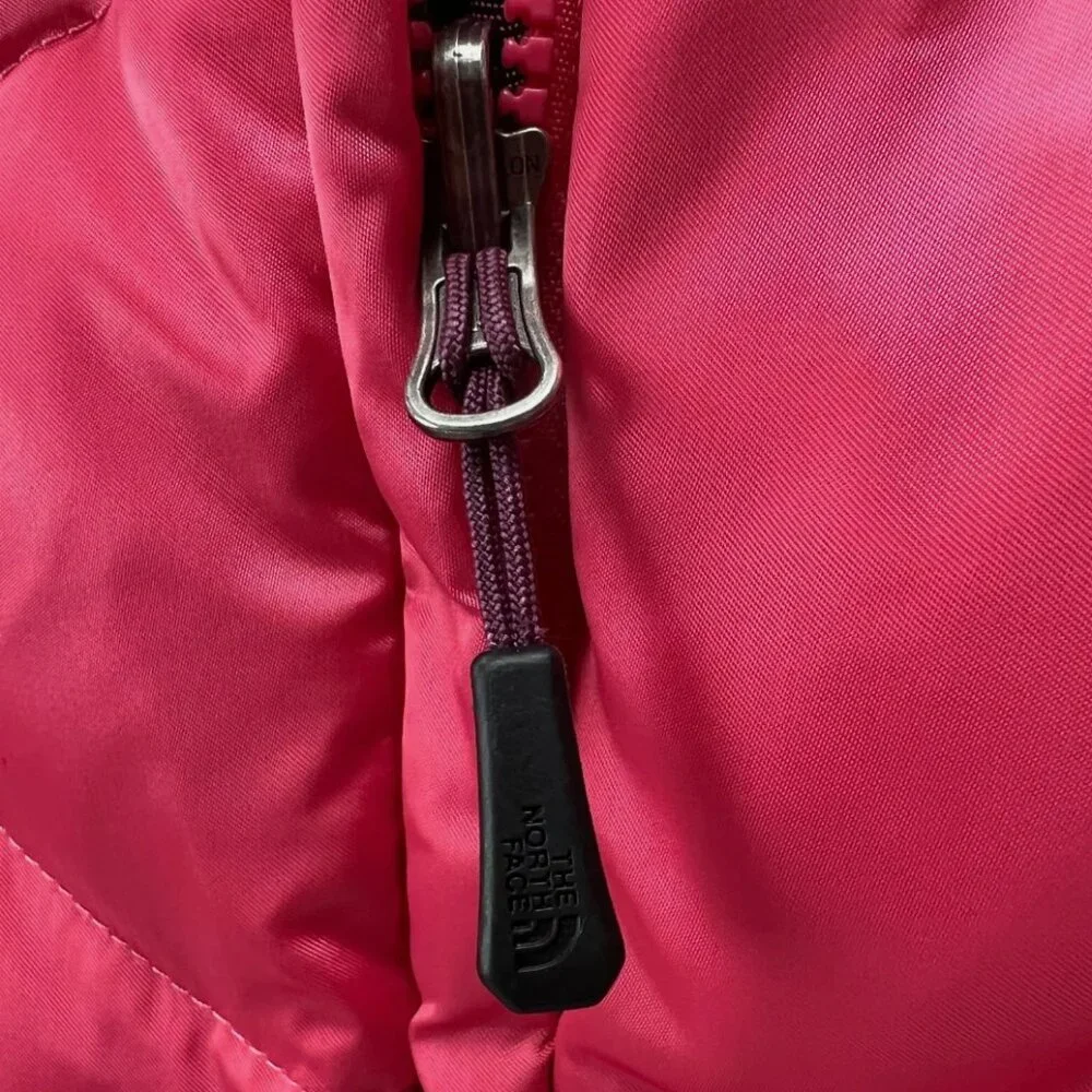 The North Face Bright Pink Vest 550 Goose Down Full Zip Insulated Quilted Winter - Picture 10 of 16